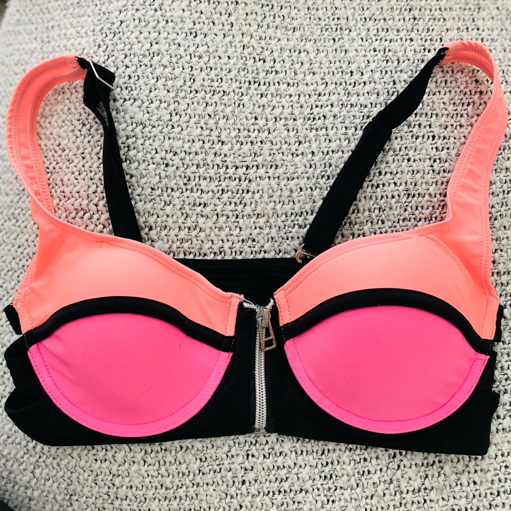Neon Zip Bikini Top